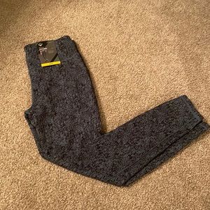 Blue and black leggings